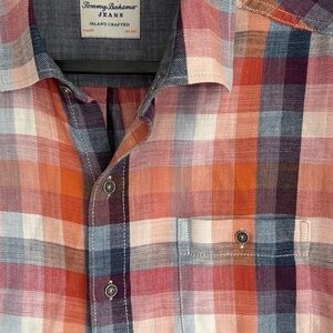 Tommy Bahama Short Sleeve Plaid Button Down Shirt